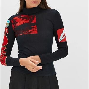 Custo Barcelona Black and Red Long Sleeve Top